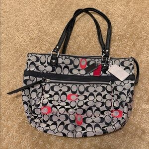 Coach Black and Red Signature Shoulder Bag